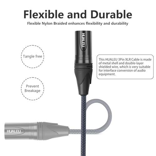 15FT 3Pin XLR Male to Male Audio Cable,Hi-End (OFC) Silver Plated Connector Studio Mixer Amplifier Adapter Cable-2 Pack - color: XLR Male to Male, size: 15feet
