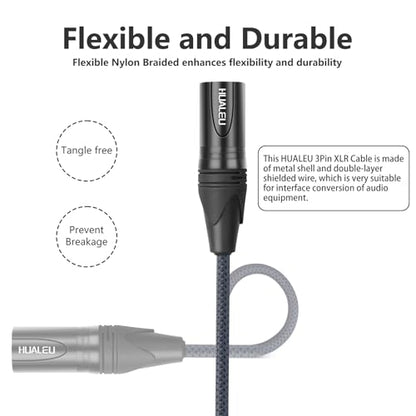 15FT 3Pin XLR Male to Male Audio Cable,Hi-End (OFC) Silver Plated Connector Studio Mixer Amplifier Adapter Cable-2 Pack - color: XLR Male to Male, size: 15feet