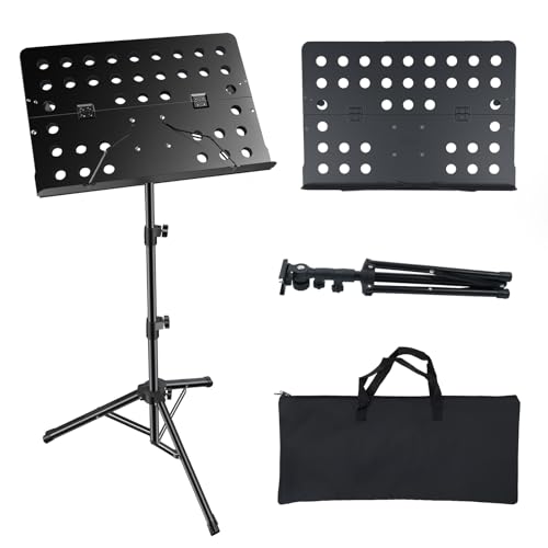 Firstar Portable Music Stand,Sheet Music Stand with Carrying Bag，30-56" Height Adjustable Music Stand for Sheet Music/Book/Laptops/Projectors