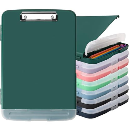 Clipboard with Storage, A4 Binder Nursing Clipboards with Pen Holder, Heavy Duty Storage Clipboards with Low Profile Clip, Clipboard Folder Side-Opening, Smooth Writing Clip Board (Emerald) - color: Emerald