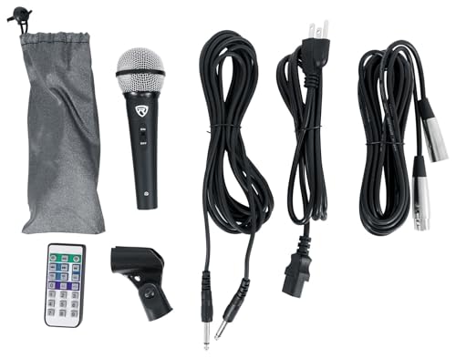 Rockville RPG122K Dual 12" Powered Speakers Bundle with RVSS4A Stand Bag | 1000W Peak / 250W RMS, Bluetooth, USB, SD, FM Radio, 2 Speaker Stands, Wired Microphone, Cables, Remote, 2 Items
