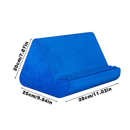 BZVV Tablet Pillow Stand with Pocket,Adjustable 3 Viewing Angle,Lazy Holder for Bed Sofa,Compatible with iPads Tablets eReaders Smartphones Books Magazines - color: Blue
