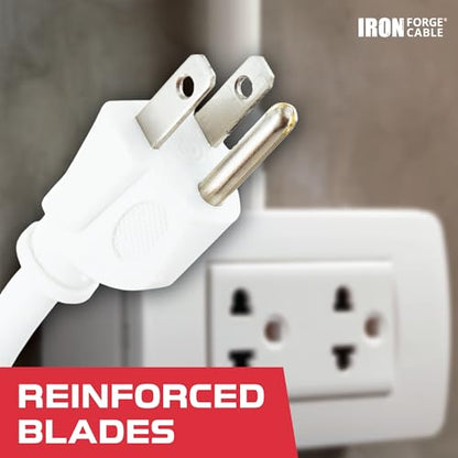 Iron Forge Cable 16 Gauge Heavy Duty White Extension Cord, 50 Ft - SJTW | 16/3 SJTW Cable, 3 Prong Grounded Plug, 13 Amp - For Landscaping, Leaf Blowers, Lights, Appliances - size: 50 Foot