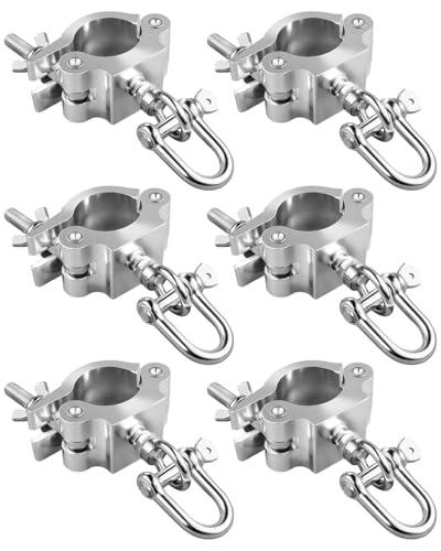 6 Pcs Stage Clamp, Aluminum Alloy Truss Clamp Fits 40-52mm Truss Pipe | Quick Release for Stage Events DJ for LED Video Wall Lighting Screen Rigging, Strong Load-Bearing Capacity - color: 6Pcs Silver