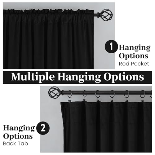 SimpleHome Black Velvet Curtains 96 Inches for Living Room Rod Pocket | Luxury Blackout Velvet Curtains,Thermal Insulated 2 Panels Room Darkening Drapes,Velvet Bedroom Curtains,W52 x L96,2 Panels - color: Black, size: 52"W x 96"L (Pack of 2)