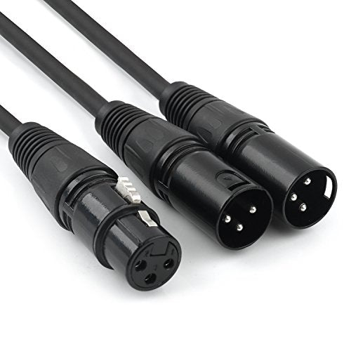XLR Splitter Cable, 1 Female to 2 Male Patch Microphone Cable XLR Y Splitter Cable Balanced Splitter Cord (3 Pin Male to 1 Female)- 5 Feet - size: 5 Feet