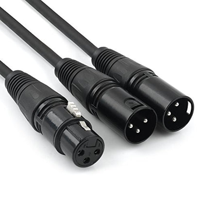 XLR Splitter Cable, 1 Female to 2 Male Patch Microphone Cable XLR Y Splitter Cable Balanced Splitter Cord (3 Pin Male to 1 Female)- 5 Feet - size: 5 Feet