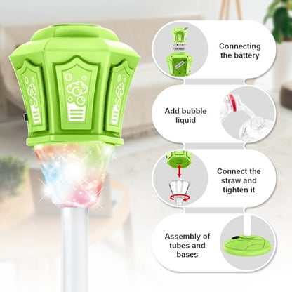 Bubble Machine,Automatic Standing Bubble Maker Machine with Light/Music/Remote,47 Inch Adjustable Height Outdoor Toys for Toddlers Party Birthday, Wedding,Gifts Green - color: Green
