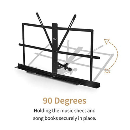 Eastar ESMF-3 Tabletop Music Stand for Sheet Music (Black) | Table Top Desktop Book Stand Folding Portable Sheet Music Stand Adjustable Travel Music Holder Lightweight with Carrying Bag