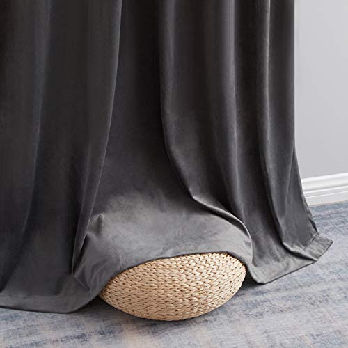 HLC.ME Lopez Velvet Premium Privacy Back Tab Rod Pocket Window Treatment Curtain Drapery Panels for Bedroom & Living Room - Set of 2 Panels (54 x 84 inches Long, Charcoal Grey) - color: Charcoal Grey, size: 54"W x 84"L (Pack of 2), style: Back Tab Rod Poc