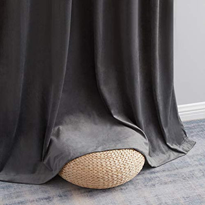 HLC.ME Lopez Velvet Premium Privacy Back Tab Rod Pocket Window Treatment Curtain Drapery Panels for Bedroom & Living Room - Set of 2 Panels (54 x 84 inches Long, Charcoal Grey) - color: Charcoal Grey, size: 54"W x 84"L (Pack of 2), style: Back Tab Rod Poc
