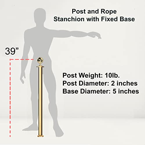 Montour Line CXLineF Post and Rope Stanchion, Fixed Base, (Satin Stainless Steel Post, Ball Top) - color: Ball Top, size: Satin Stainless Steel