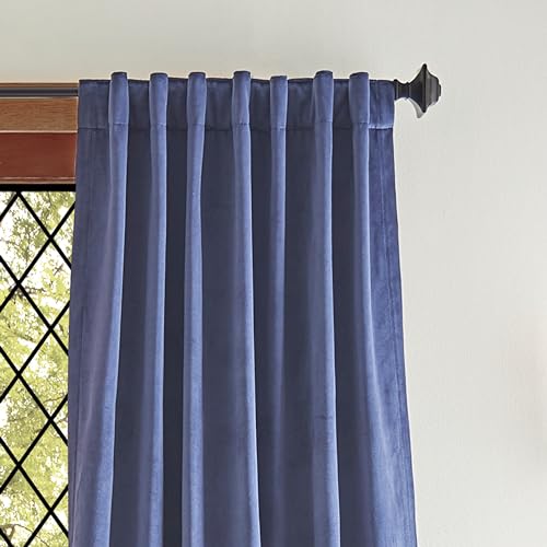 Martha Stewart Lucca Velvet Blackout Curtains 50 x 95 Navy Blue, 2 Panels - color: Navy, size: 50"W x 95"L (Pack of 2)