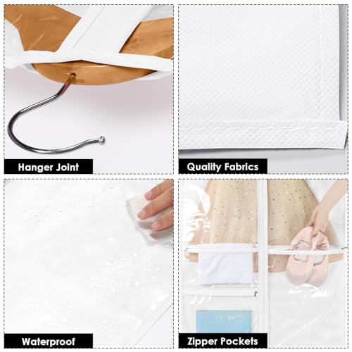 Univivi 40 Inch Dance Costume Garment Bags for Dancers, White, 4 Pack - color: White, size: 4 Pack