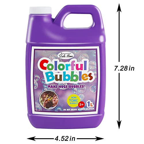 Lulu Home Concentrated Bubble Solution, 1 L/ 33.8 OZ Refill | For Bubble Machines, Giant Wands, and Blowers, Up to 2.5 Gallons, For Kids' Birthday Parties - color: Purple
