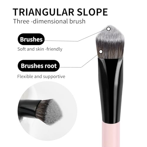 MAANGE Makeup Brushes 4 Pcs Makeup Brush Set for Foundation Concealer Contour Liquid Blending Face Kabuki Makeup Brush Kit (Pink) - color: Pink