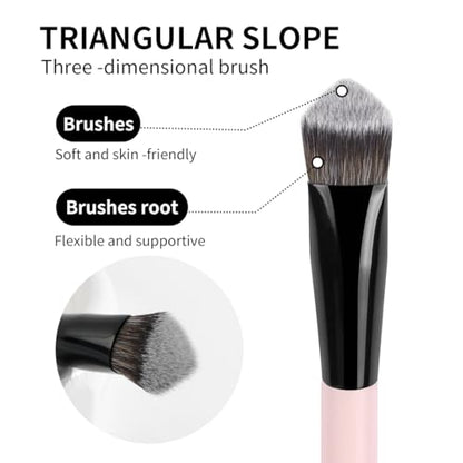 MAANGE Makeup Brushes 4 Pcs Makeup Brush Set for Foundation Concealer Contour Liquid Blending Face Kabuki Makeup Brush Kit (Pink) - color: Pink