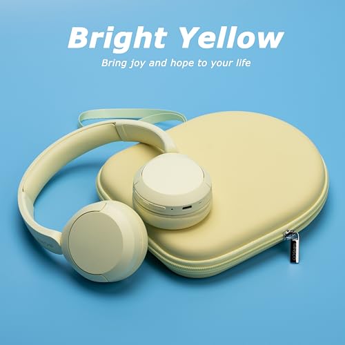 Ginsco Case Compatible with Sony WH-CH520 Wireless Headphones Bluetooth On-Ear Headset with Microphone, with JBL Tune 510BT/520BT/500BT/Junior 320 Ultra-Slim Case for On Ear Headphones (Butter Yellow) - color: Butter Yellow