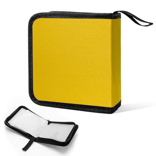 Car CD Case, 40 Capacity DVD Disc Zipper Organizer Storage Binder Wallet, Universal Portable CD Protective Case Holder for Vehicle Home Office Travel, Car Accessories (Yellow) - color: Yellow
