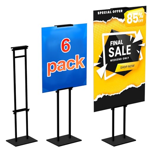 GUOHONG 6Pack Poster Stand for Display, Adjustable Floor Stand Sign Holder | Pedestal Sign Stand, Heavy Duty Banner Stand with Non-Slip Base, Height Up to 75 inch, Double-Sided for Board & Foam Sign - size: 75 inch-6Pack