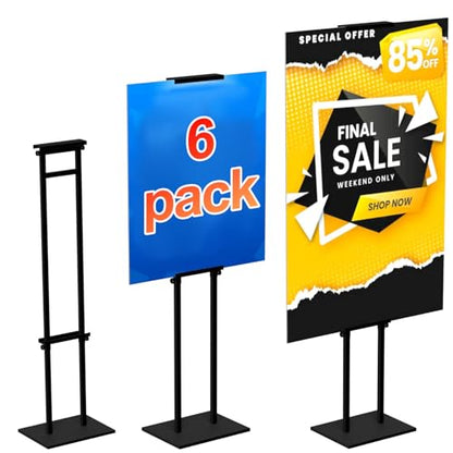 GUOHONG 6Pack Poster Stand for Display, Adjustable Floor Stand Sign Holder | Pedestal Sign Stand, Heavy Duty Banner Stand with Non-Slip Base, Height Up to 75 inch, Double-Sided for Board & Foam Sign - size: 75 inch-6Pack