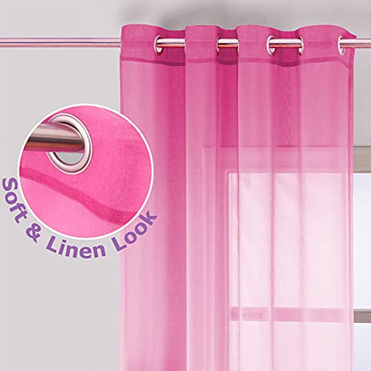 Hot Pink Curtains 2 Panels,Cute Curtains for Teen Girls Bedroom Aesthetic - color: Pink and Purple, size: 52"W x 63"L (Pack of 2)