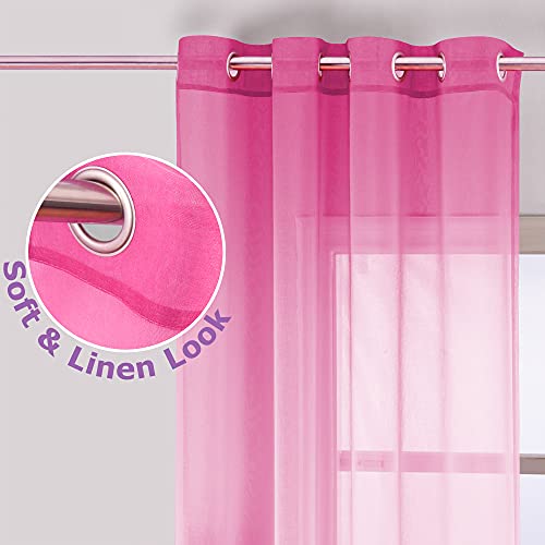 KOUFALL Purple and Hot Pink Sheer Curtains 2 Panels 84 Inches Long,Preppy Princess Coquette Curtains for Teen Girls Bedroom - color: Pink and Purple, size: 52"W x 84"L (Pack of 2)