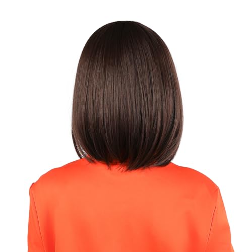 Brown Bob Wig Short Brown Wigs for Costume Women Halloween Cosplay | Straight Brown Bob Wig with Bangs Natural Cute Wigs for Daily Costume Party - color: Brown / Bob
