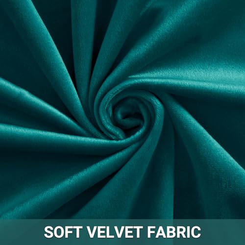 Dreaming Casa Velvet Room Darkening Curtains 84 Inch Long, 1 Panel, Teal | Rod Pocket & Back Tab Top, Blackout Thermal Insulated Window Treatment Drapes for Living Room Bedroom, Each 100"W x 84"L - color: Teal Green, size: 100"W x 84"L (Pack of 1)