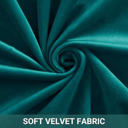 Dreaming Casa Velvet Room Darkening Curtains 102 Inch Long, 1 Panel, Teal | Rod Pocket & Back Tab Top, Blackout Thermal Insulated Window Treatment Drapes for Living Room Bedroom, Each 100"W x 102"L - color: Teal Green, size: 100"W x 102"L (Pack of 1)