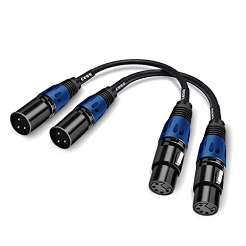 (11.8inch/2Pack) DMX Stage Light Cable,DJ XLR Cable, 3-Pin Male XLR to 5-Pin Female XLR DMX Turnaround Connection for,Moving Head Light Par Light Spotlight with XLR Input & Output - size: 3 Male to5 Female-11.8inch