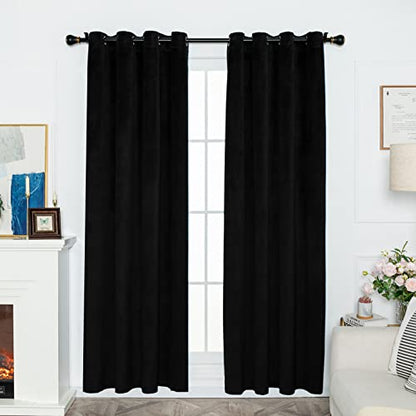 Super Soft Velvet Blackout Drapes Thermal Insulated Royal Curtains Blackout Grommet Window Curtains 2 Panels Set for W52 X L95 Inch Black - color: Black, size: 95"W x 52"L (Pack of 2)