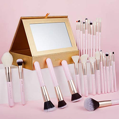 Jessup Makeup Brushes Set Professional Makeup Brush Eyeshadow Blending Powder Foundation Blusher Concealer 25pcs with Cosmetics Storage Box, Blushing Bride T295 - color: X-Blushing Bride+Storage Box
