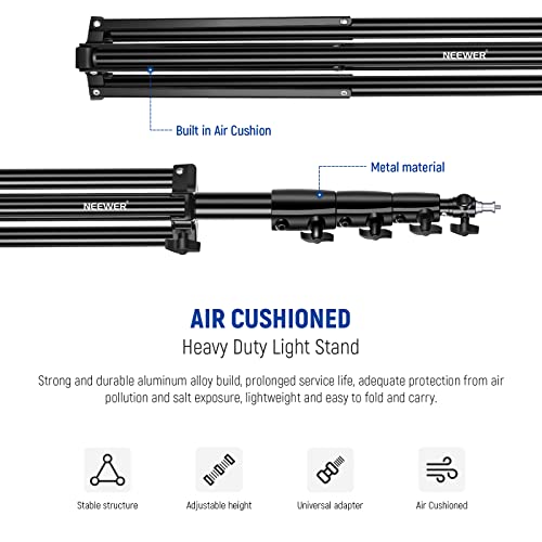 NEEWER 13ft/400cm Air Cushioned Light Stand, Heavy Duty Metal Photography Tripod Stand with 1/4” to 3/8” Reversible Screw Adapter and 3 Way Mounting Interface, Load Capacity: 6.5lb/3kg, ST-400AC | Photography Tripod Stand, 1/4" to 3/8" Reversible Spigot,