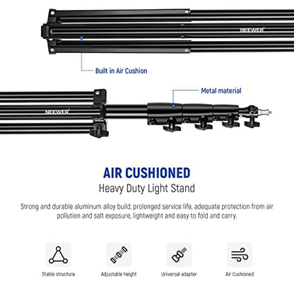 NEEWER 13ft/400cm Air Cushioned Light Stand, Heavy Duty Metal Photography Tripod Stand with 1/4” to 3/8” Reversible Screw Adapter and 3 Way Mounting Interface, Load Capacity: 6.5lb/3kg, ST-400AC | Photography Tripod Stand, 1/4" to 3/8" Reversible Spigot,