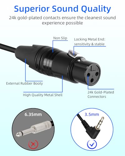 3.5mm to XLR Coiled Cable,Right Angle 1/8Inch Mini Jack TRS Stereo | Male to 3 Pin XLR Female Microphone Audio Cord Adapter for MP3 Players,Laptops,Speakers（50CM/1.65FT）