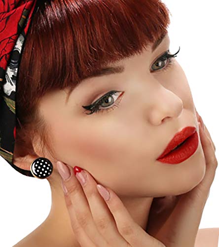 Breevo 50s Costume Accessories Set Women Scarf Headband Glasses | Includes Bandana Scarf, Headband, Clip-on Earrings, and Cat-Eye Glasses; Chiffon Scarf - color: Black