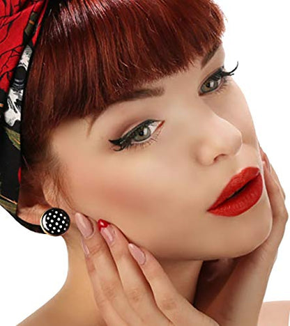 Breevo 50s Costume Accessories Set Women Scarf Headband Glasses | Includes Bandana Scarf, Headband, Clip-on Earrings, and Cat-Eye Glasses; Chiffon Scarf - color: Black