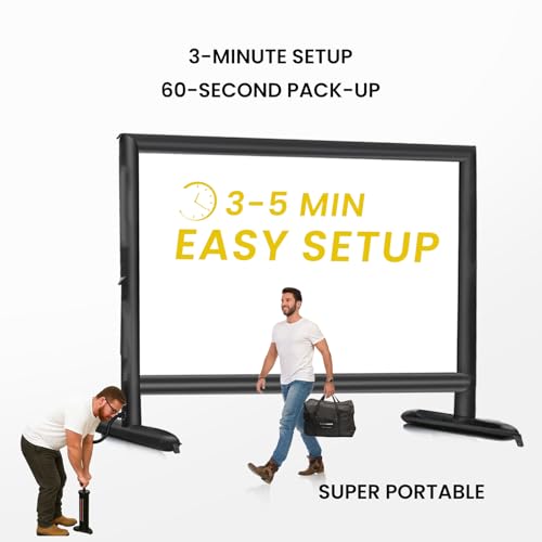 Silent Inflatable Projector Screen I Air-Tight No-Blower Design, Black Backing, 100 inch (Equivalent to 14ft) for Indoor & Outdoor Use Backyard, Pool, Party, Camping, Church by Silvermagic - size: SCREEN-100''