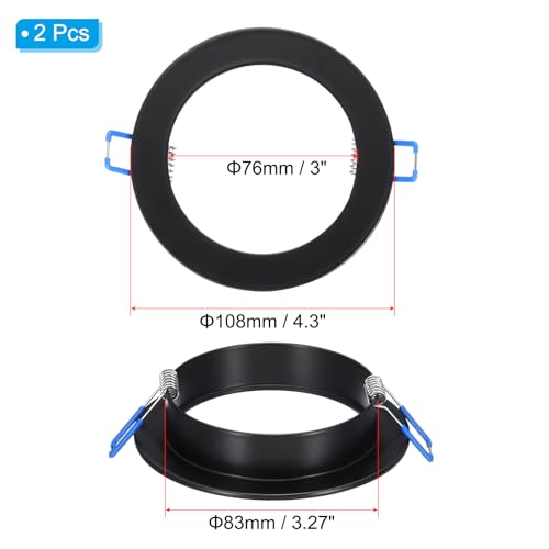 PATIKIL 7W 4.3" OD 3" ID Light Trim Ring, 2pcs Downlight Mounting Bracket Circular Light Cover Light Fixture for Ceiling Wall Recessed Can Downlight, Black - color: Black, size: 4.3" x 3"
