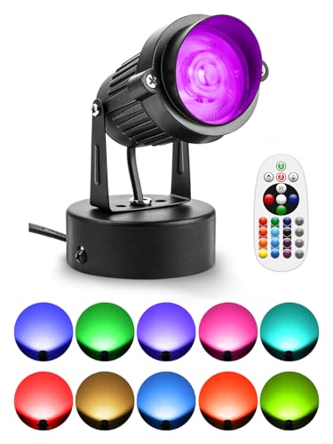 ZUCKEO 10W LED Spot Lights Indoor RGBW Color Changing Uplighting Indoor with Remote, 120V Christmas Spotlight Up Lights Plug in, Accent Landscape Lighting with Switch for House Halloween Decor(1Pack) - size: 1Pack