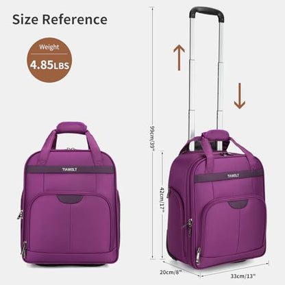 Underseat Carry on Luggage with Wheels,16-inch Airline Approved Personal Item Stylish Softside Underseater Suitcases with Wet/Dry Pockets,Overnight Rolling Carry-on Bag for Short Trip, Purple - color: Purple