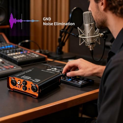 StudioMan IS-3 Dual Channel Audio Signal Isolator - Professional DI Box with Balanced XLR/RCA/TRS Inputs, 10dB/15dB Pad & Ground Lift for Guitar, Bass, Keyboards, Media Players