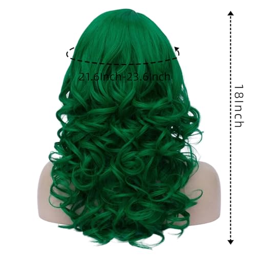 Cying Lin 18" Long Curly Dark Green Beehive Wigs Heat Resistance Fiber Synthetic Hair Party Cosplay Wigs Peluca (Dark Green) - color: Dark Green