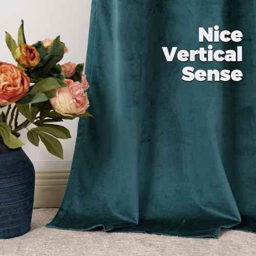 BGment Velvet Blackout Curtains for Living Room, 2 Panels, 42x84 Inch, Teal - color: Teal, size: 42"W x 84"L (Pack of 2)