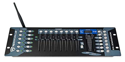 Rockville Rock SPOT 260W DJ Moving Head Light with ROCKFORCE W2 Controller | Wireless DMX, 120W, 5100 Lux, 14 Channels, Prism, 6 Gobos, 7 Colors, Zoom, Sound Activated, 192-Channel 2.4GHz, 2-items