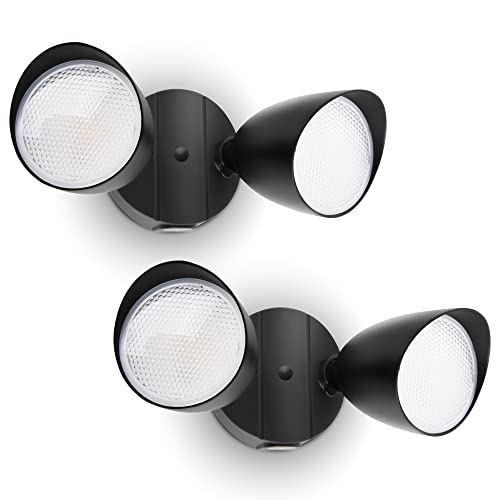 UME 2-Packs 2500 Lumen 32 Watt 28 LED Dual-Head Floodlight Outdoor, Full Metal Design, Waterproof Exterior Security Wall Light 5000K for Patio, Garden, Yard-Black - color: Black