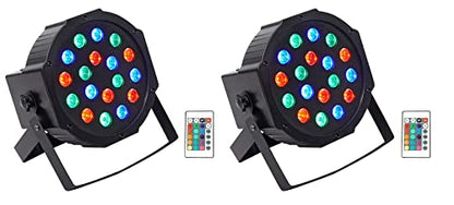 Rockville Battery PAR 50 Rechargeable LED DMX DJ Club Wash Up-Light, 2-Pack | Wireless Remote, 8-10 Hour Battery, 18x1W RGB LEDs, 7 DMX Channels, Sound Activated, 25 Degree Beam, Fan Cooled