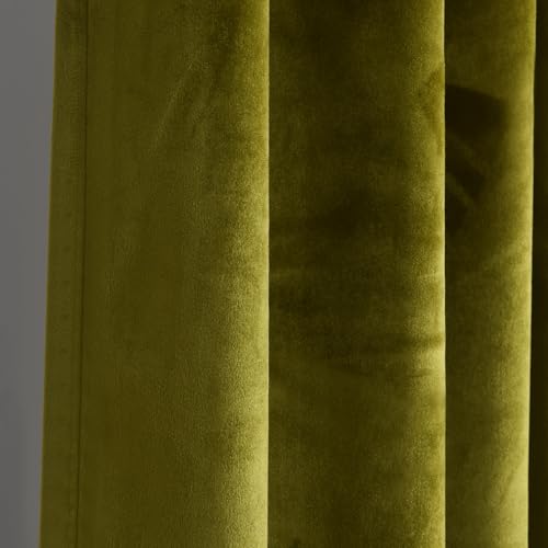 Roslynwood Luxury Soft Olive Velvet Curtains 63 inches Long Back Tab Thermal Insulated Blackout Window Drapes for Living Room/Bedroom/Dining Room, W52 x L63, 2 Panels - color: Olive, size: 52"W x 63"L (Pack of 2)