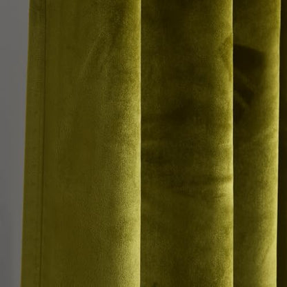 Roslynwood Luxury Soft Olive Velvet Curtains 90 inches Long Back Tab Thermal Insulated Blackout Window Drapes for Living Room/Bedroom/Dining Room, W52 x L90, 2 Panels - color: Olive, size: 52"W x 90"L (Pack of 2)